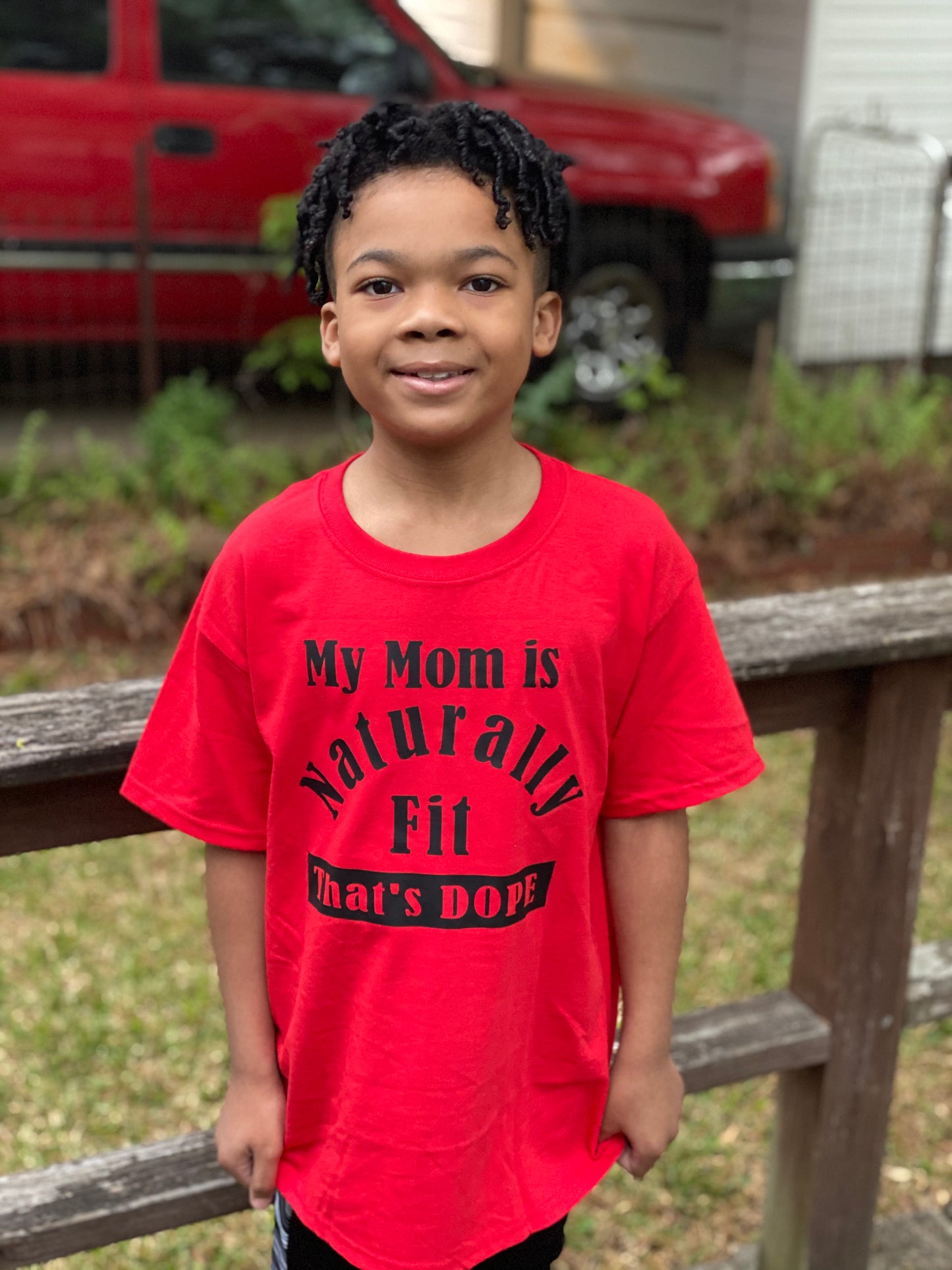 My Mom is Naturally Fit That's DOPE Kid t-shirt
